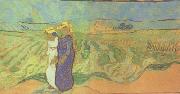 Vincent Van Gogh Two Women Crossing the Fields (nn04) oil painting on canvas